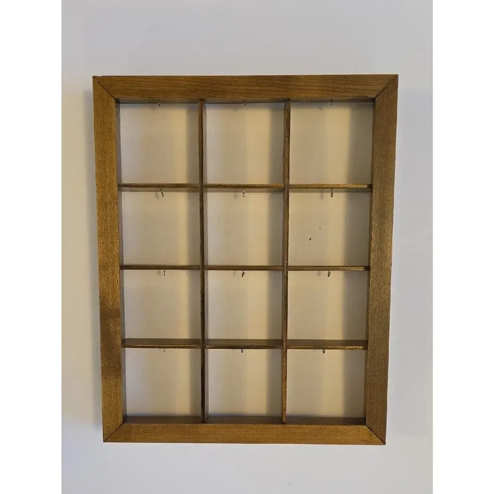 Vintage Wooden Wall Display Shelf Knick Knack Shadow Box French Herb Drying Rack